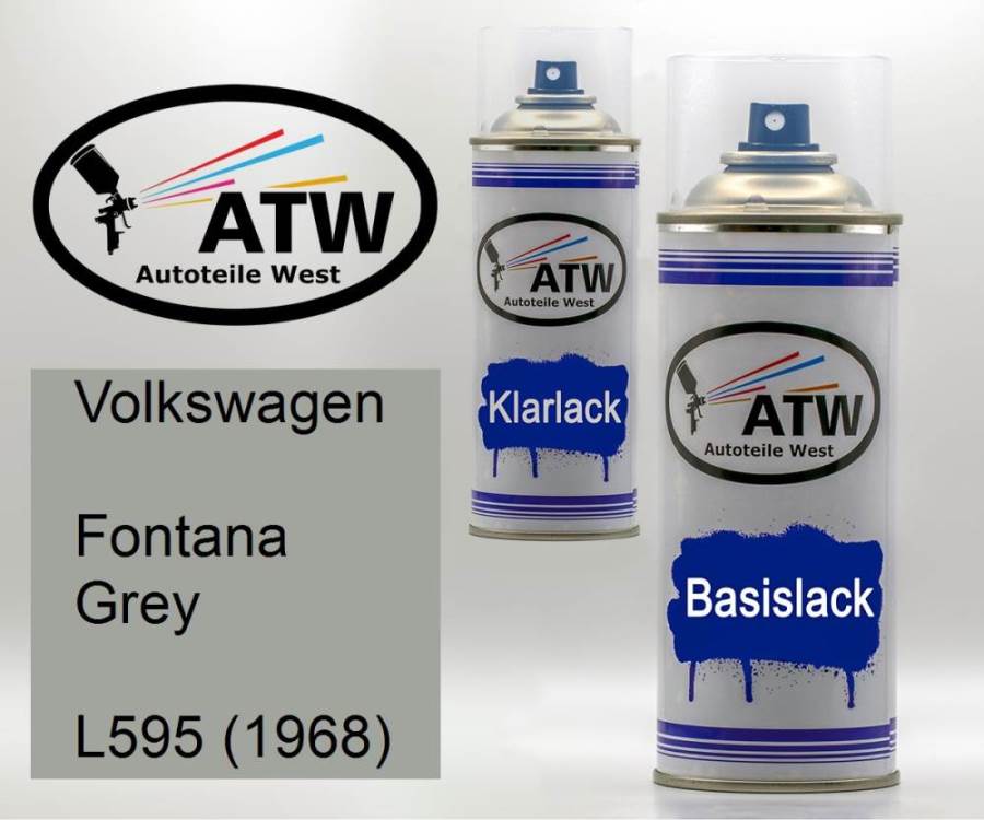 Volkswagen, Fontana Grey, L595 (1968): 400ml Sprühdose + 400ml Klarlack - Set, von ATW Autoteile West.